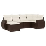 vidaXL Salon de jardin avec coussins 6 Pièces marron résine tressée