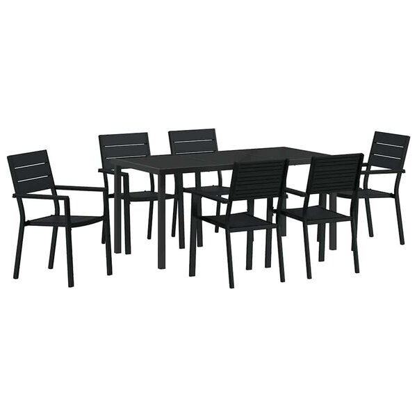 vidaXL Ensemble de salle à manger pour jardin 7 Pièces Noir