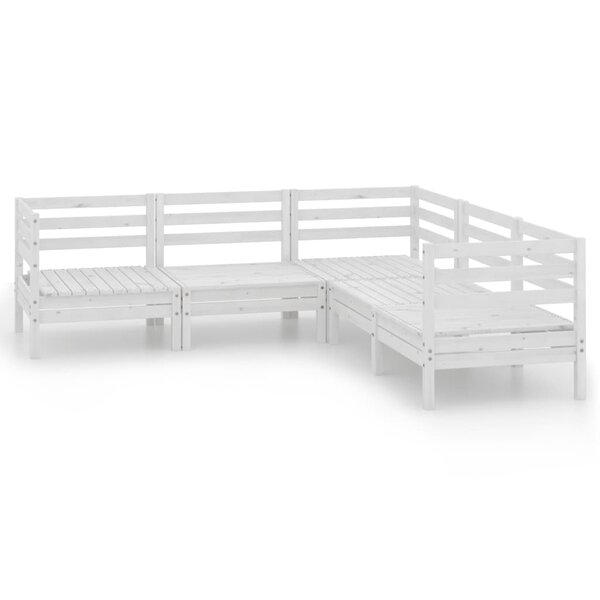 vidaXL Salon de jardin 5 Pièces Bois de pin massif Blanc