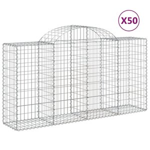 vidaXL Paniers à gabions arqués 50 Pièces 200x50x100/120 cm fer galvanisé
