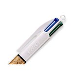 Stylo-bille bic 4 couleurs festif retractable rechargeable pointe moyenne corps blanc/doré BIC