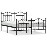vidaXL Cadre de lit métal avec tête de lit/pied de lit noir 140x190 cm