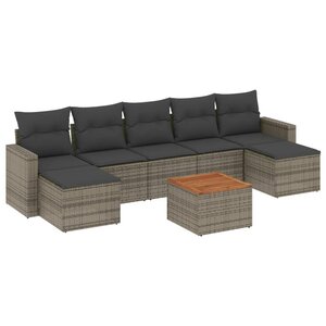 vidaXL Salon de jardin 8 Pièces avec coussins gris résine tressée