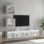 vidaXL Unités murales TV avec LED 5 Pièces blanc bois d'ingénierie