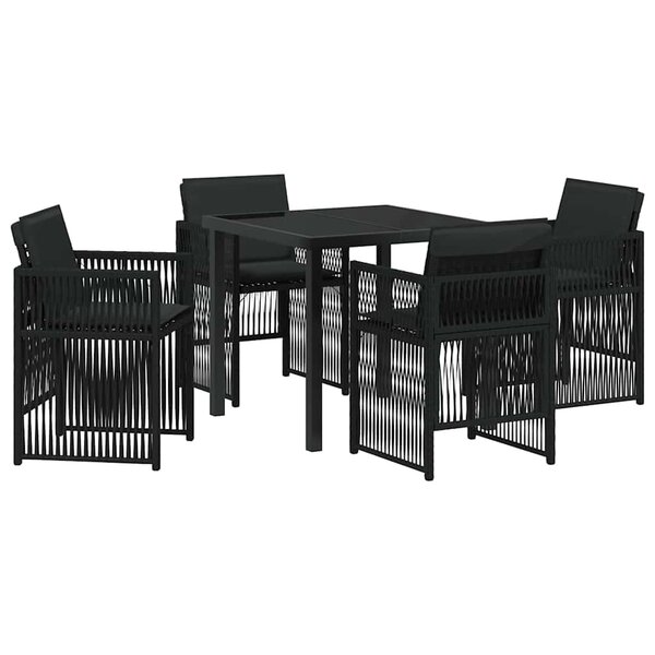 vidaXL Ensemble de salle à manger pour jardin 5 Pièces Noir Poly rotin