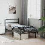 vidaXL Cadre de lit métal sans matelas avec tête de lit noir 90x190 cm