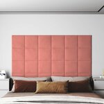 vidaXL Tête de lit murale 12 Pièces Rose Velours