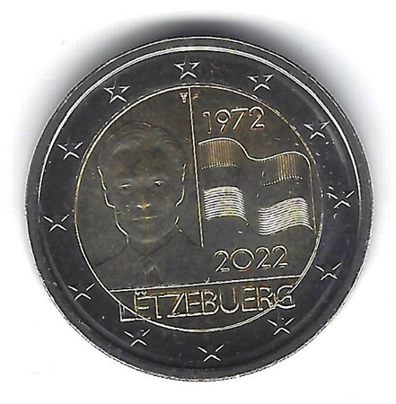 Monnaie 2 euros commémorative luxembourg 2022 - drapeau