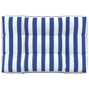 vidaXL Coussin de palette rayures bleues et blanches 120x80x12cm tissu