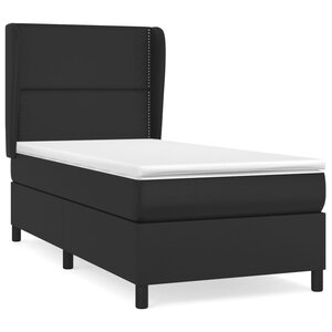 vidaXL Sommier à lattes de lit avec matelas Noir 90x190 cm Similicuir