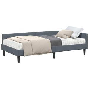 vidaXL Cadre de lit d'angle avec matelas Autre 2 Pièces Gris Velours