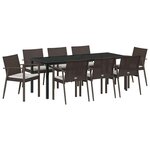 vidaXL Ensemble de salle à manger pour jardin 9 pc Marron et Noir