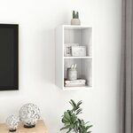 vidaXL Meuble TV mural Blanc brillant 37x37x72 cm Bois d’ingénierie