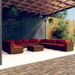 vidaXL Salon de jardin 12 Pièces avec coussins Marron Résine tressée
