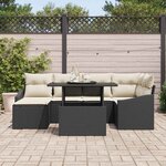 vidaXL Ensemble de canapé de jardin avec coussin 7 Pièces Noir et Crème
