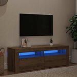 vidaXL Meuble TV avec lumières LED chêne artisanal bois d'ingénierie