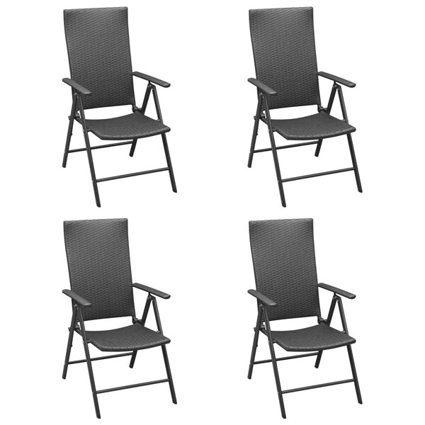 vidaXL Chaises de jardin lot de 4 Résine tressée Noir