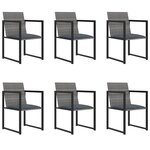 vidaXL Salon de jardin 7 Pièces avec coussins Résine tressée Gris