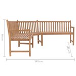 vidaXL Banc d'angle de jardin 185x185x90 cm bois de teck solide