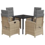 vidaXL Ensemble à manger de jardin coussins 5 Pièces mélange beige rotin