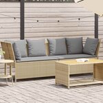 vidaXL Canapé de jardin avec coussins beige résine tressée
