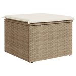 vidaXL Tabouret de jardin avec coussin beige 55x55x37cm résine tressée