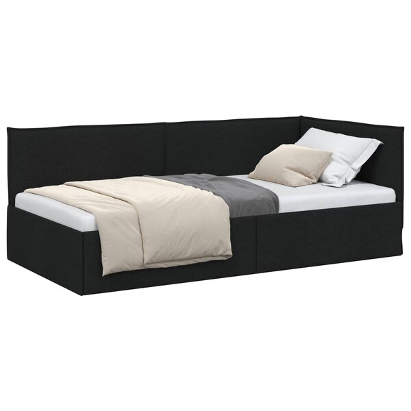 vidaXL Cadre de lit d'angle avec tête de lit Noir 80 x 200 cm Velours