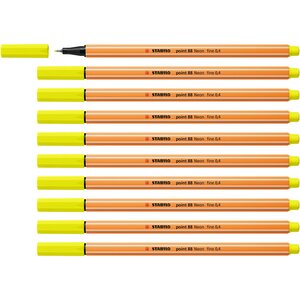 Stylo-Feutre POINT 88 Pointe Fine 0 4 mm Jaune FLUO x 10 STABILO