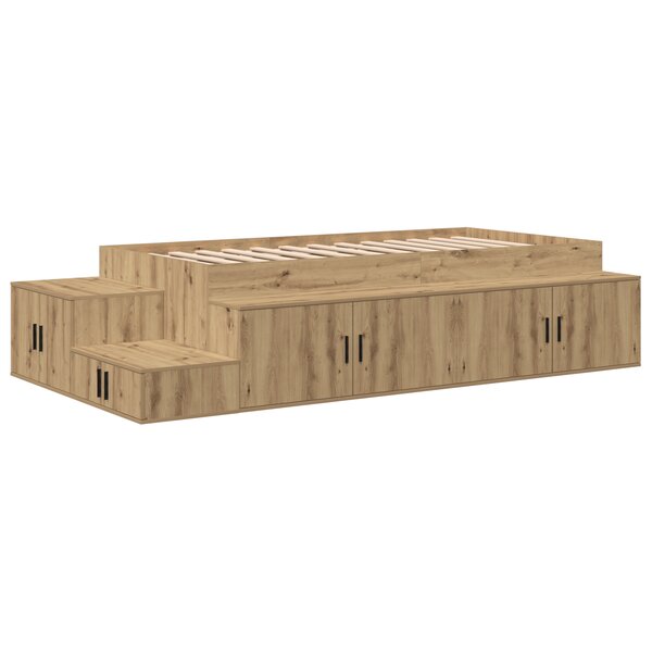 vidaXL Cadre de lit de rangement en chêne artisanal 90x190 cm