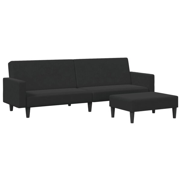 vidaXL Canapé-lit à 2 places avec repose-pied noir velours