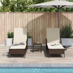 vidaXL Chaise longue 2-personne 2 Pièces Marron 35 x 35 x 32cm polyrotin