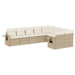 vidaXL Salon de jardin avec coussins 9 Pièces beige résine tressée