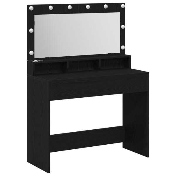 Coiffeuse vidaXL avec lumières LED Chêne Noir 100x41x135 cm