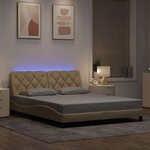 vidaXL Cadre de lit avec LED sans matelas crème 160x200 cm tissu