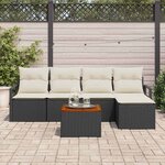 vidaXL Ensemble de canapé de jardin 6 Pièces Noir et blanc
