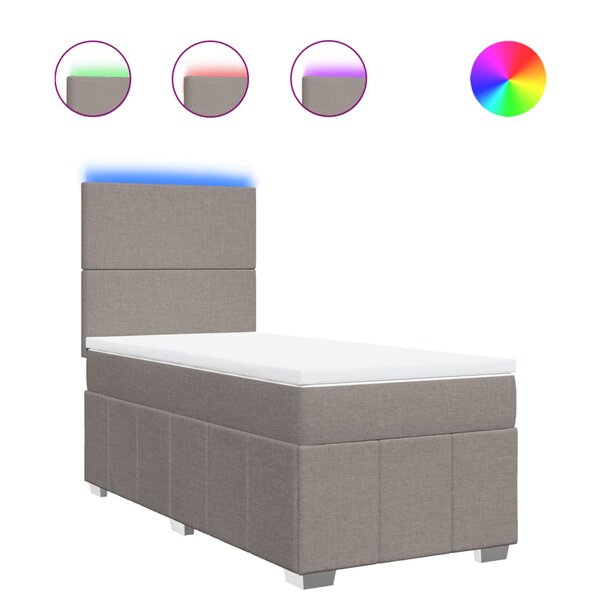 vidaXL Sommier à lattes de lit avec matelas Taupe 100x200 cm Tissu