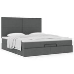 VidaXL Cadre de lit ottoman avec matelas gris foncé 180x200 cm tissu