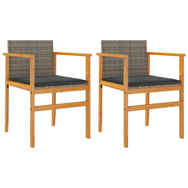 vidaXL Chaises de jardin coussins lot de 2 gris résine tressée et bois