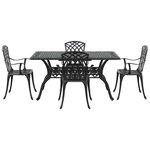 vidaXL Ensemble de salle à manger pour jardin 5 Pièces Noir Aluminium