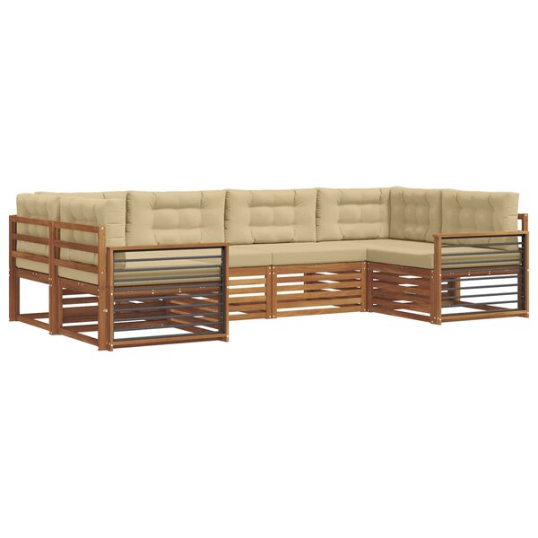 vidaXL Ensemble de canapés d'extérieur 6 pc Naturel et Beige