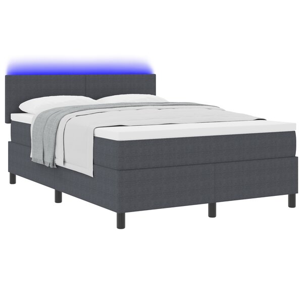 vidaXL Lit Box Spring avec Matelas & LED Gris Anthracite 160x200 cm en Velours Côtelé