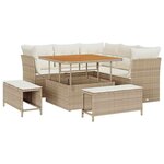 vidaXL Ensemble de canapé de jardin 8 Pièces Beige polyrotin