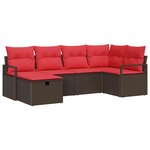 vidaXL Ensemble de Canapés avec coussin Marron et rouge polyrotin