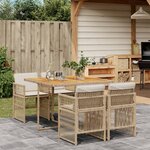 vidaXL Ensemble à manger de jardin avec coussins 5Pièces Beige poly rotin