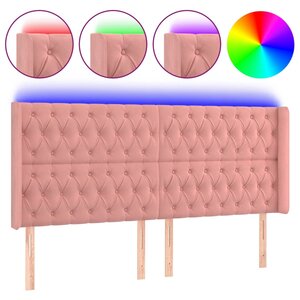 vidaXL Tête de lit à LED Rose 183x16x118/128 cm Velours