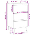 vidaXL Tables de chevet pieds en métal 2 Pièces blanc brillant 40x35x69cm