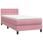 vidaXL Sommier à lattes de lit avec matelas rose 90x210 cm velours