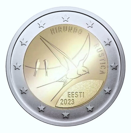 Monnaie 2 euros commémorative estonie 2023 - hirondelle rustique