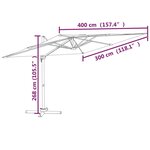 vidaXL Parasol déporté avec mât en aluminium Bordeaux 400x300 cm