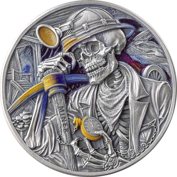 Pièce de monnaie en Argent 5 Cedis g 31.1 (1 oz) Millésime 2025 Memento Mori MINER